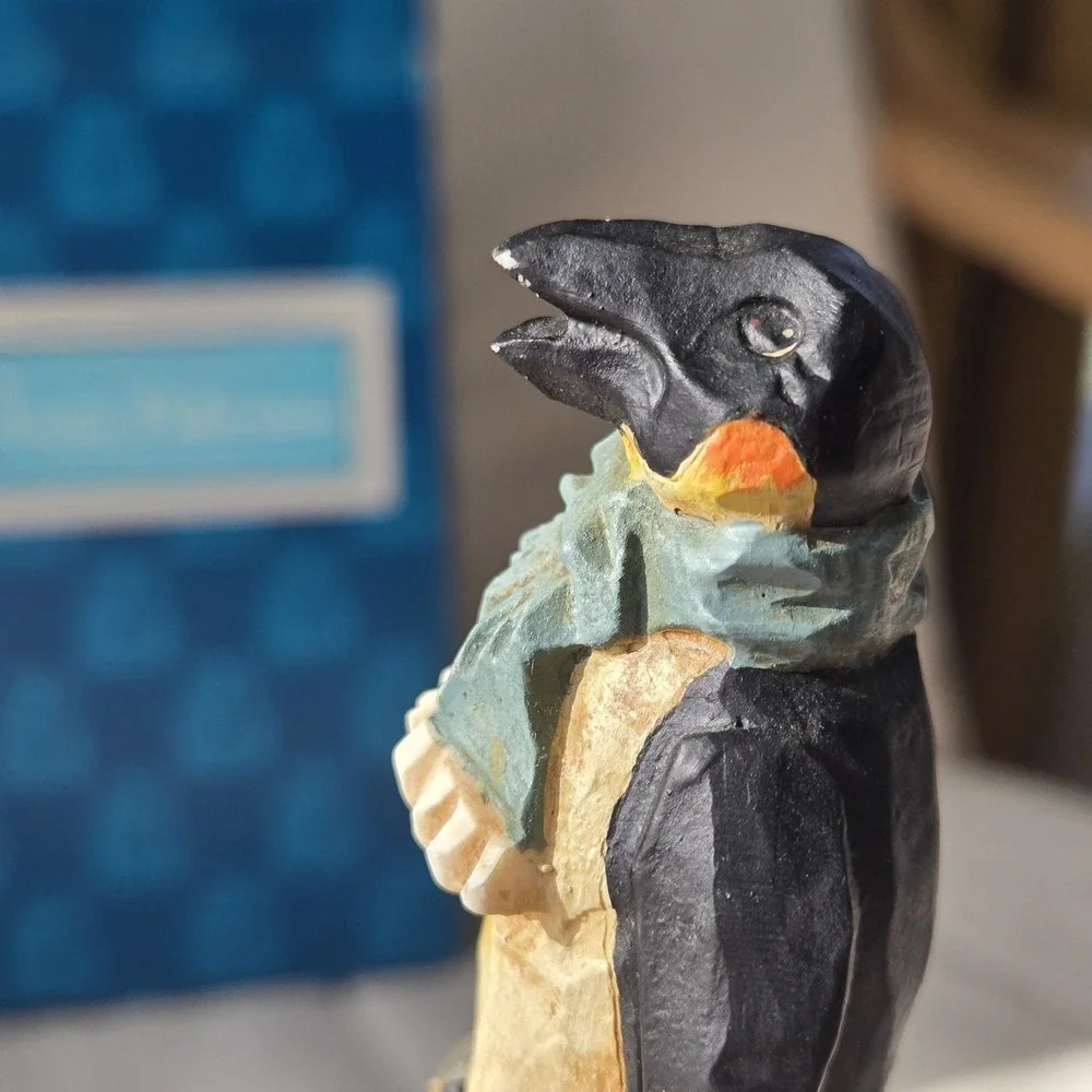 Vintage David Frykman Arctic Fisherman Penguin Figurine. Read